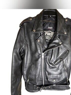 Thinsulate First Genuine Leather Womens Leather Biker Jacket Size 36 (Small)